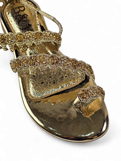 Trace Golden Flat Sandal