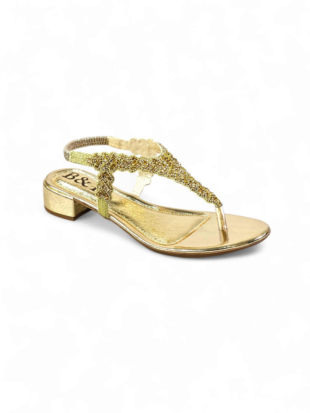 Ease Golden Block Heels Sandal - Bilwani & Yakoob