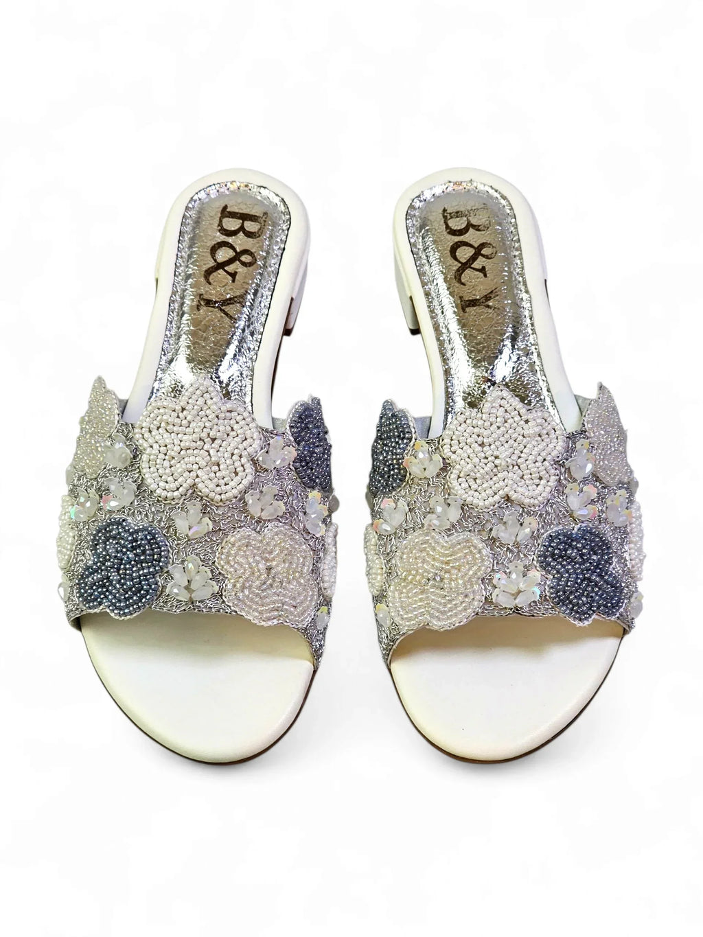 Twiselle White Block Heel Slip On Sandal - Bilwani & Yakoob