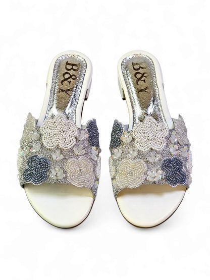 Twiselle White Block Heel Slip-on Sandal