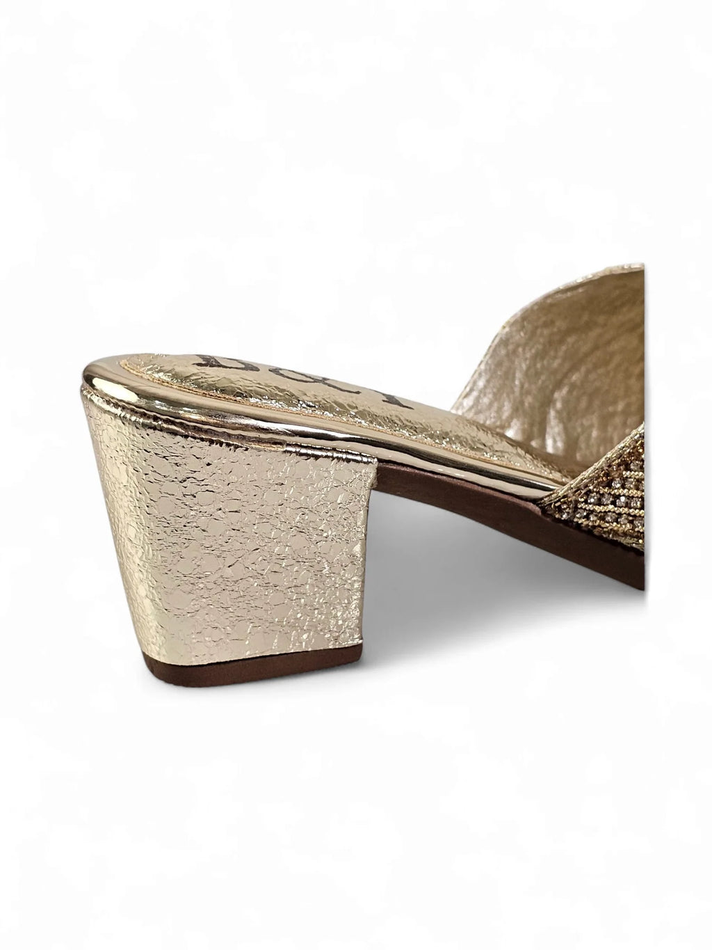 Thalya Golden Mid Heel Mule