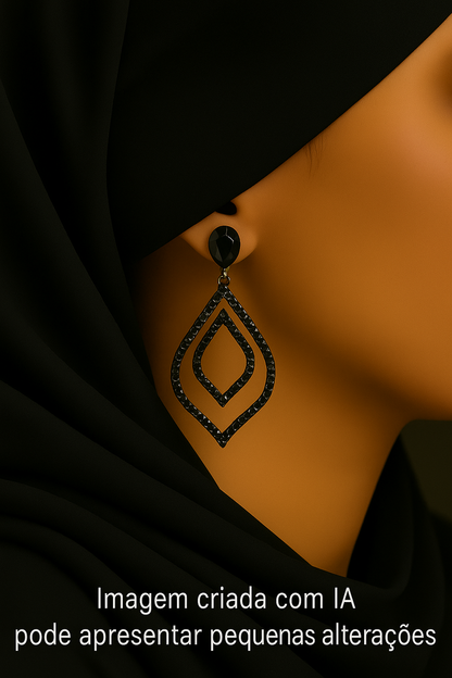 Petal Crystal Black Earring