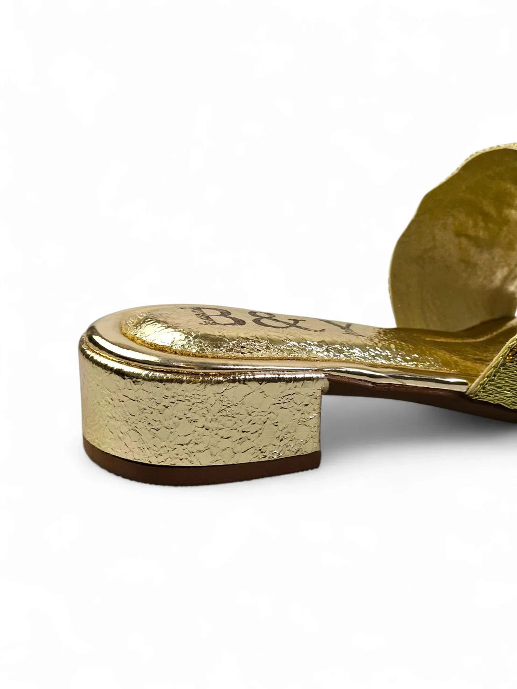 Mirona Golden Block Heel Slip On Sandal 1 - Bilwani & Yakoob