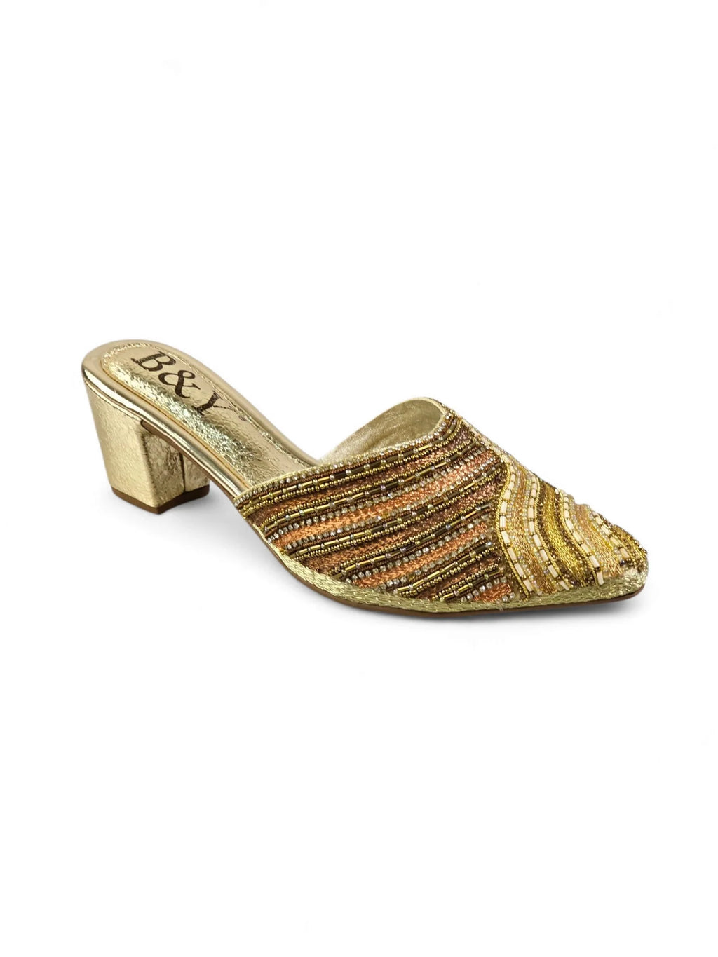 Bask Golden Mid Heel Mule - Bilwani & Yakoob
