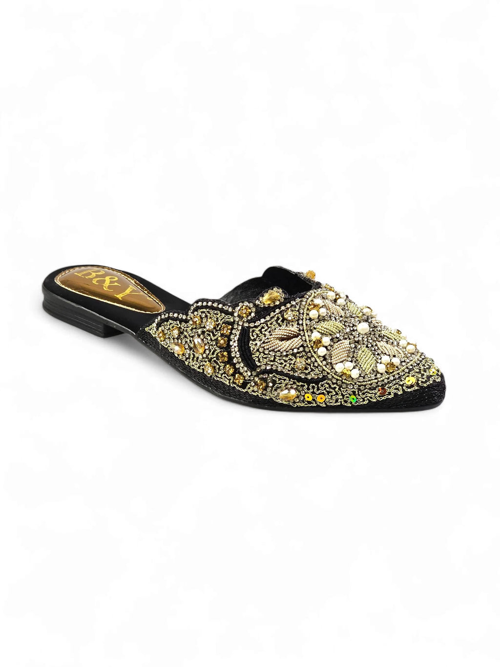 Zevela Black Flat Mule