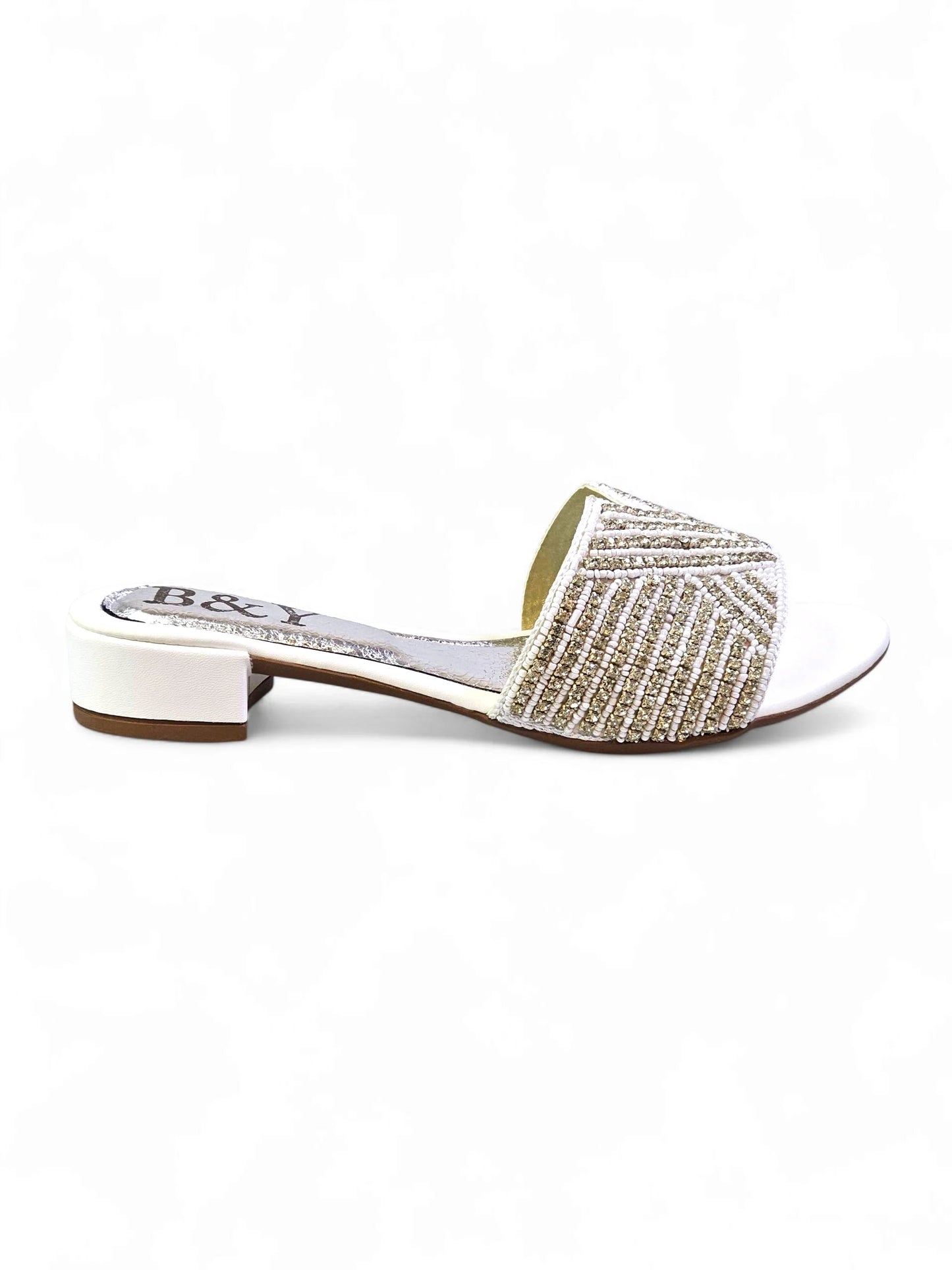 Velora White Block Heel Slip-on Sandal