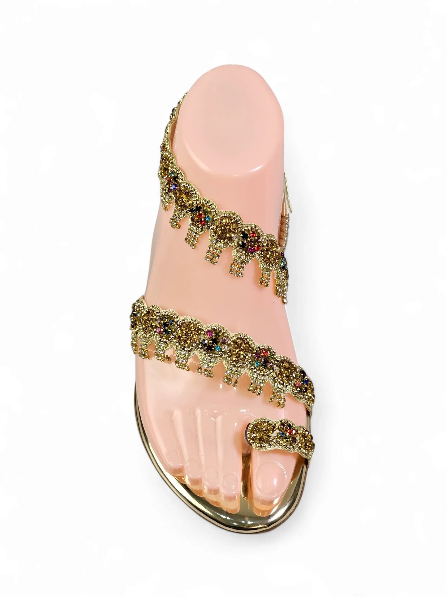 Trace Golden Block Heels  Sandal