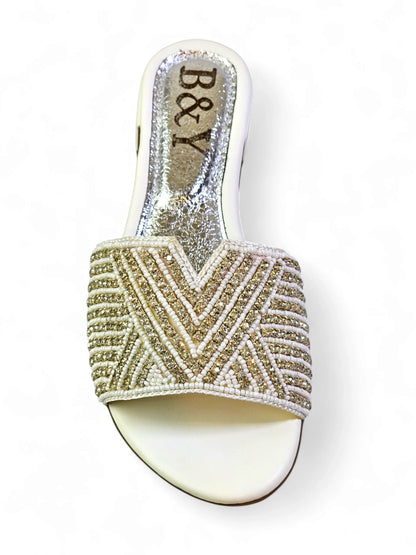 Velora White Block Heel Slip-on Sandal