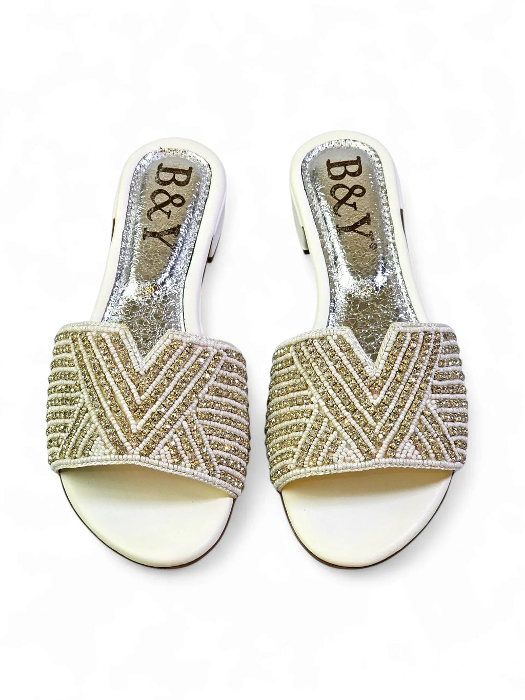 Velora White Block Heel Slip On Sandal - Bilwani & Yakoob