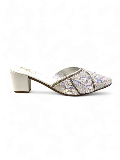 Sorelle White Mid Heel Mule