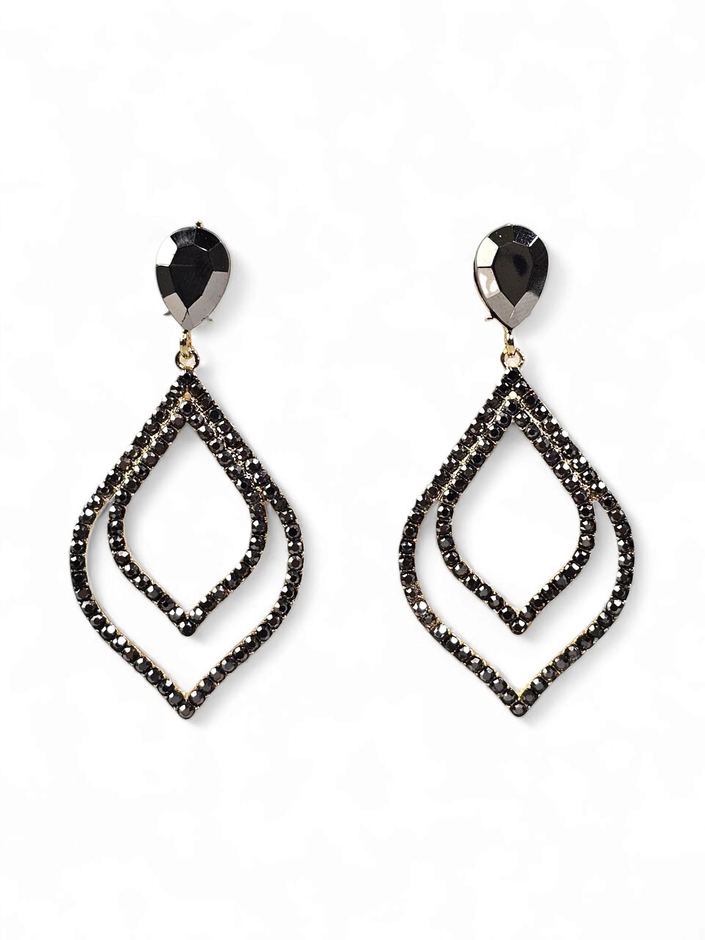 Petal Crystal Black Earring