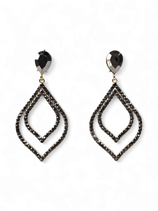 Petal Crystal Black Earring