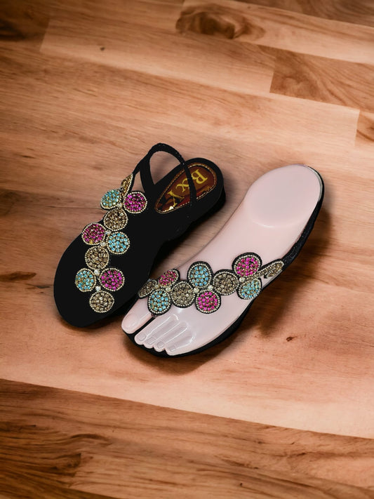 Sonata Black Flat Sandal