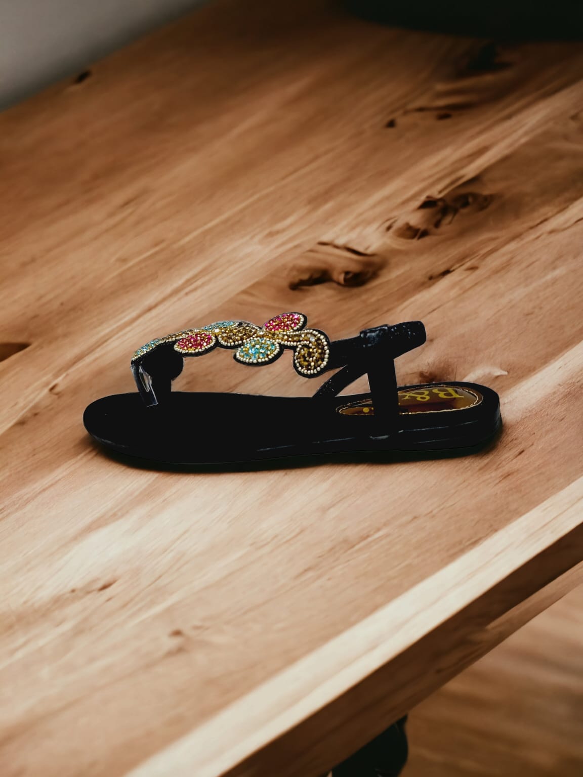 Sonata Black Flat Sandal