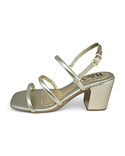 Glisten Golden Block Heel Sandal