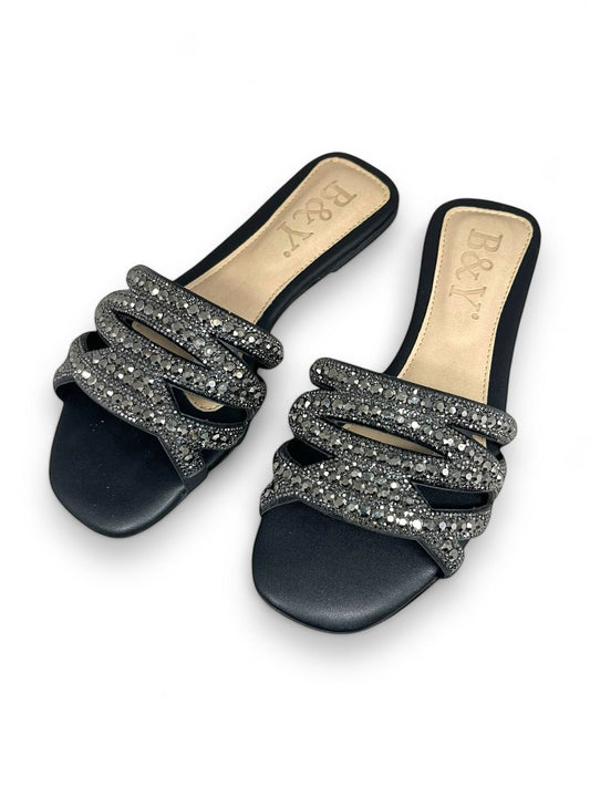 Flame Black Flat Slip-on Sandal