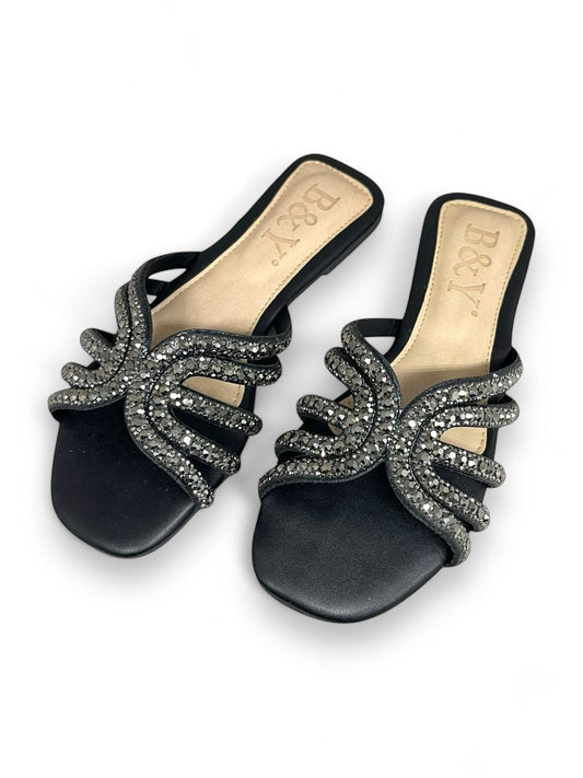Muse Black Flat Slip-on Sandal