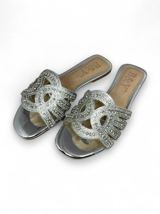 Sarellia Silver Flat Slip-on Sandal