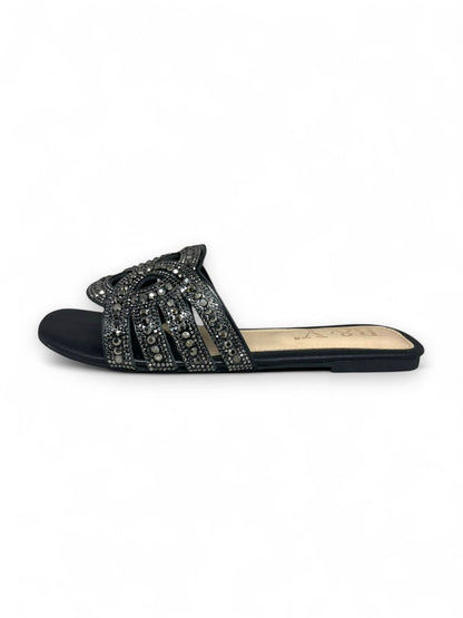 Sarellia Black Flat Slip-on Sandal