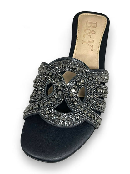 Sarellia Black Flat Slip-on Sandal