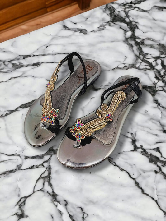 Fusion Black Flat Sandal