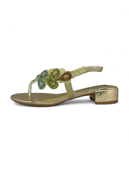 Flourish Golden Block Heels  Sandal