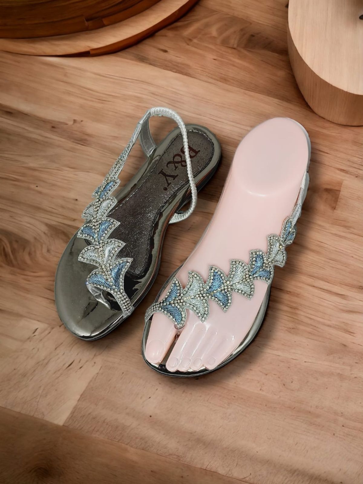 Still Silver Flat Sandal