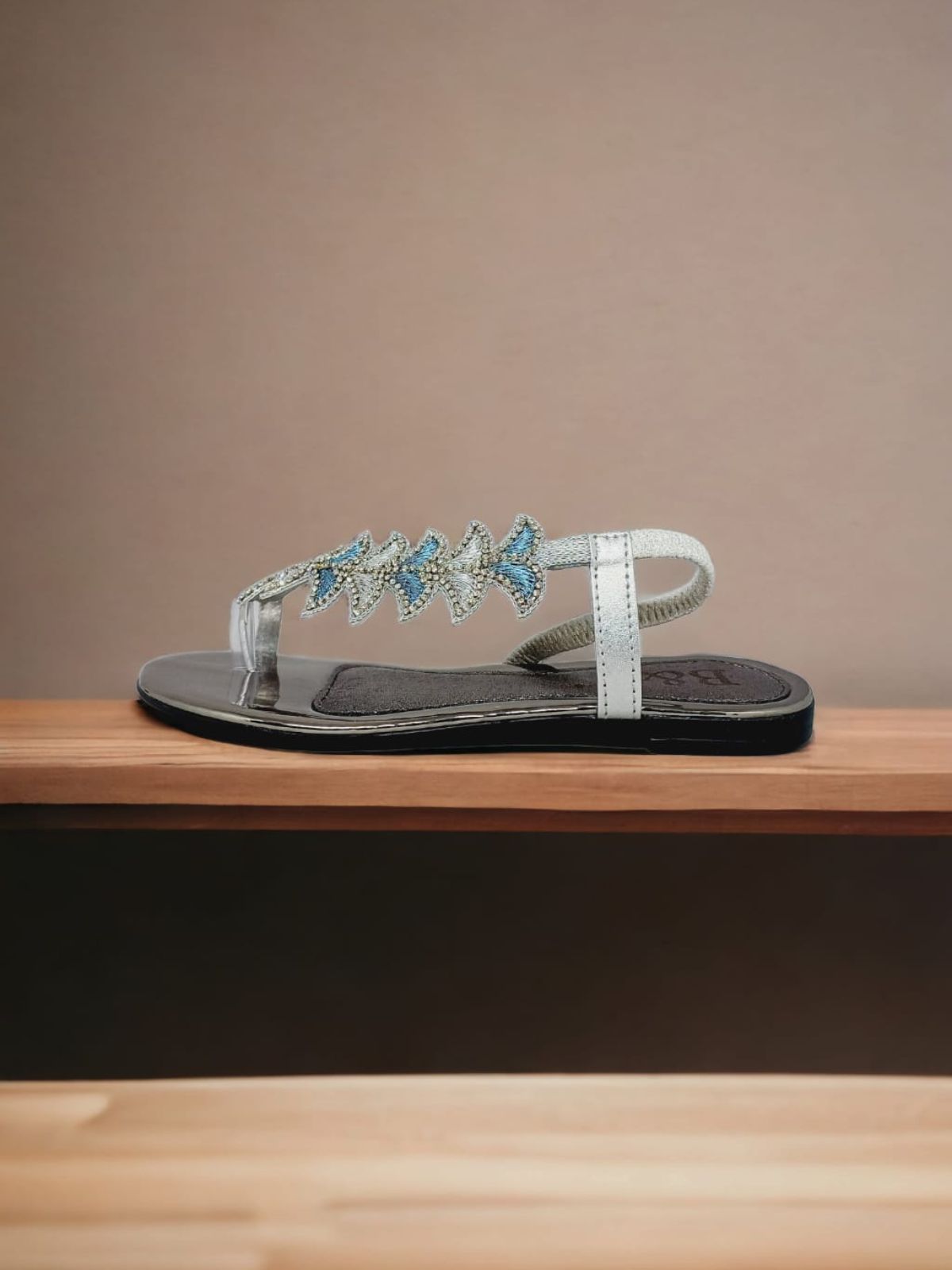 Still Silver Flat Sandal