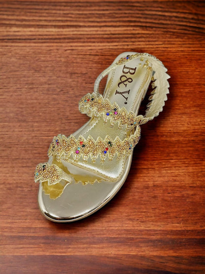 Trinelle Golden Block Heels  Sandal