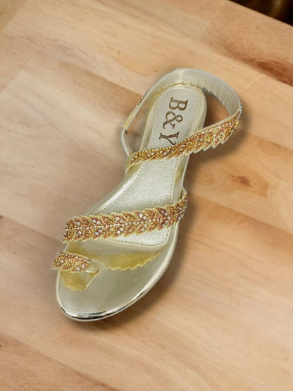 Vibe Golden Block Heels  Sandal