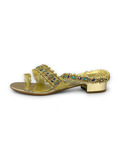 Ember Golden Block Heels  Sandal