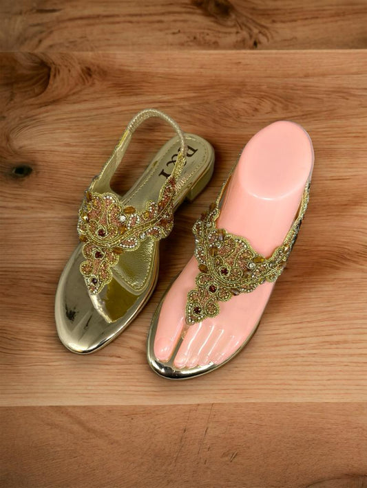 Serene Golden Block Heels  Sandal