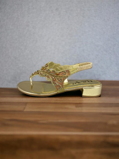 Serene Golden Block Heels  Sandal