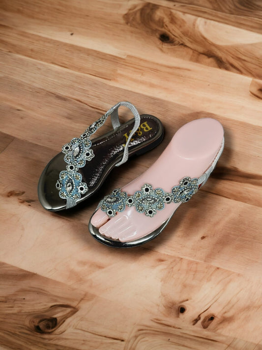 Spark Silver Flat Sandal