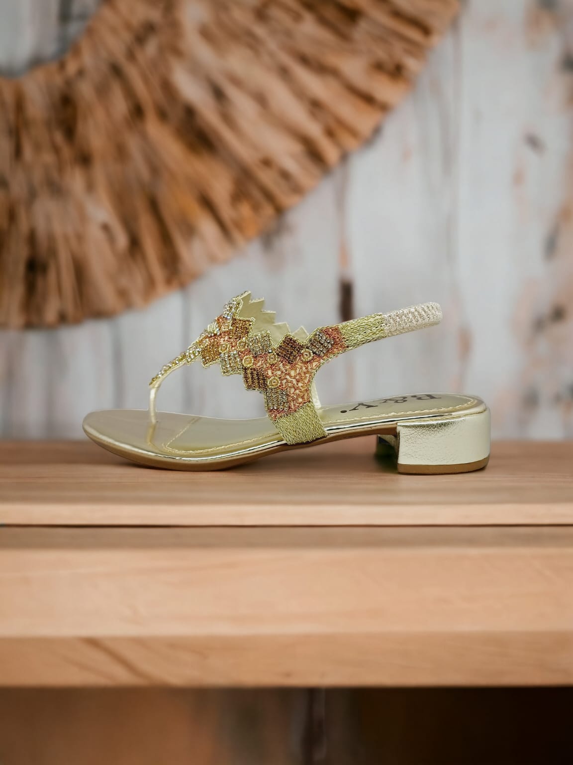 Solstice Golden Block Heels  Sandal