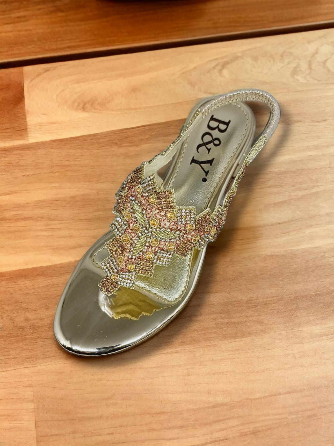 Solstice Golden Block Heels  Sandal
