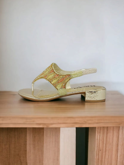Stride Golden Block Heels  Sandal