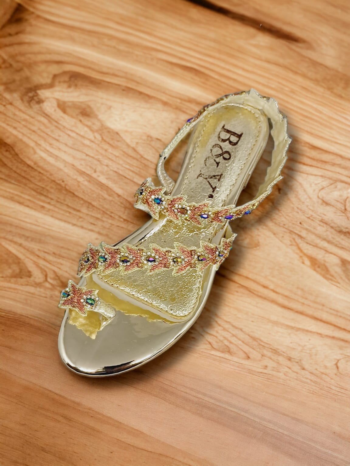 Soar Golden Block Heels  Sandal