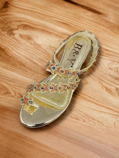 Soar Golden Block Heels  Sandal
