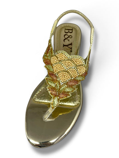 Maiven Golden Block Heels  Sandal