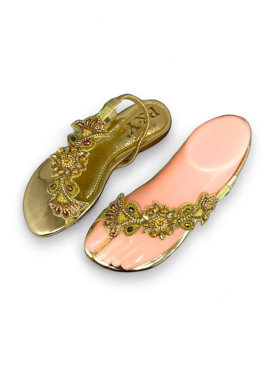 Riddle Golden Flat Sandal