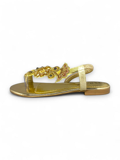 Riddle Golden Flat Sandal