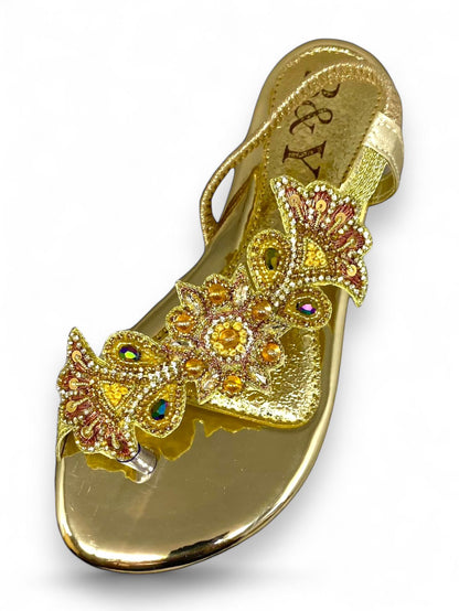 Riddle Golden Flat Sandal