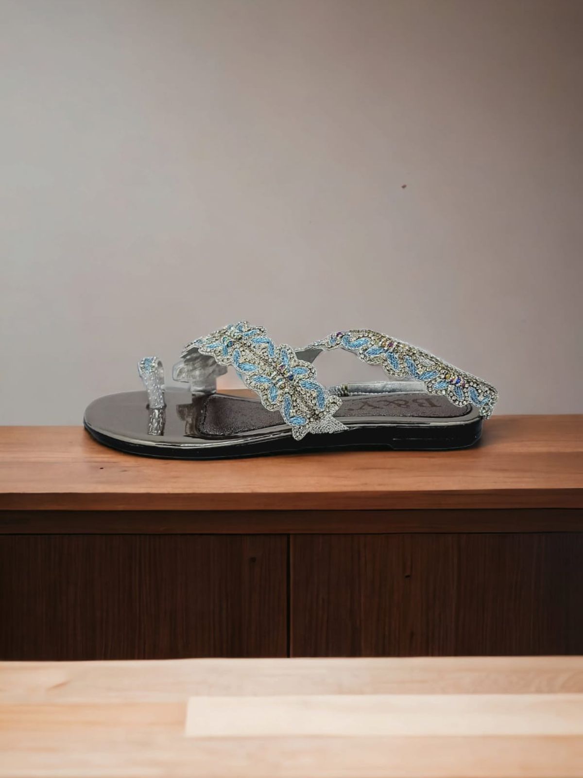Wave Silver Flat Sandal