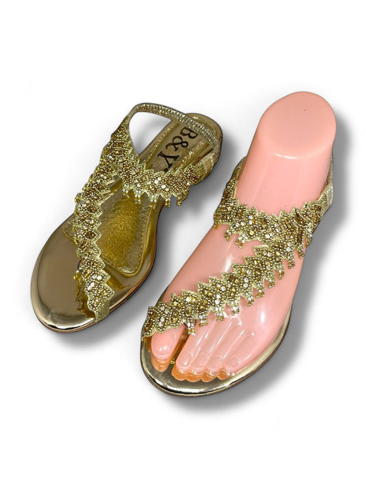Cascade Golden Block Heels  Sandal