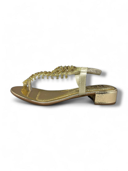 Cascade Golden Block Heels  Sandal
