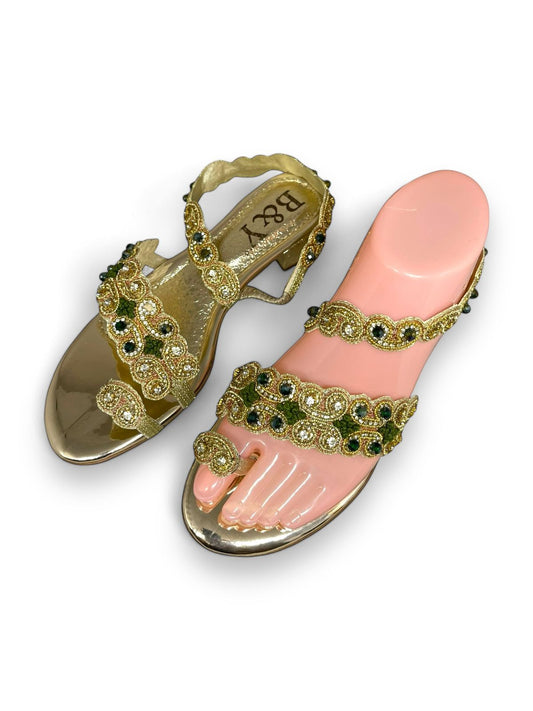 Orvella Golden Block Heels  Sandal