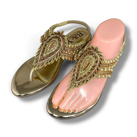 Arc Golden Block Heel Sandal