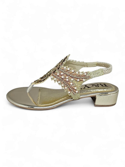 Arc Golden Block Heel Sandal