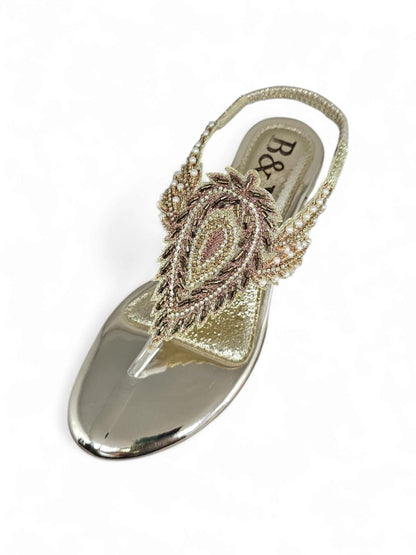 Arc Golden Block Heel Sandal